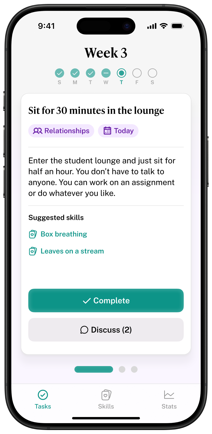 Flourish tasks screen